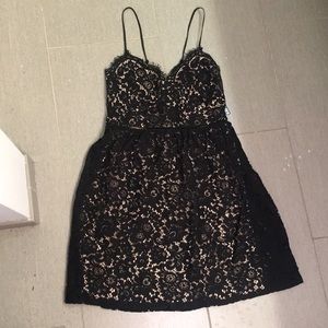 Black lace holiday party dress from Express